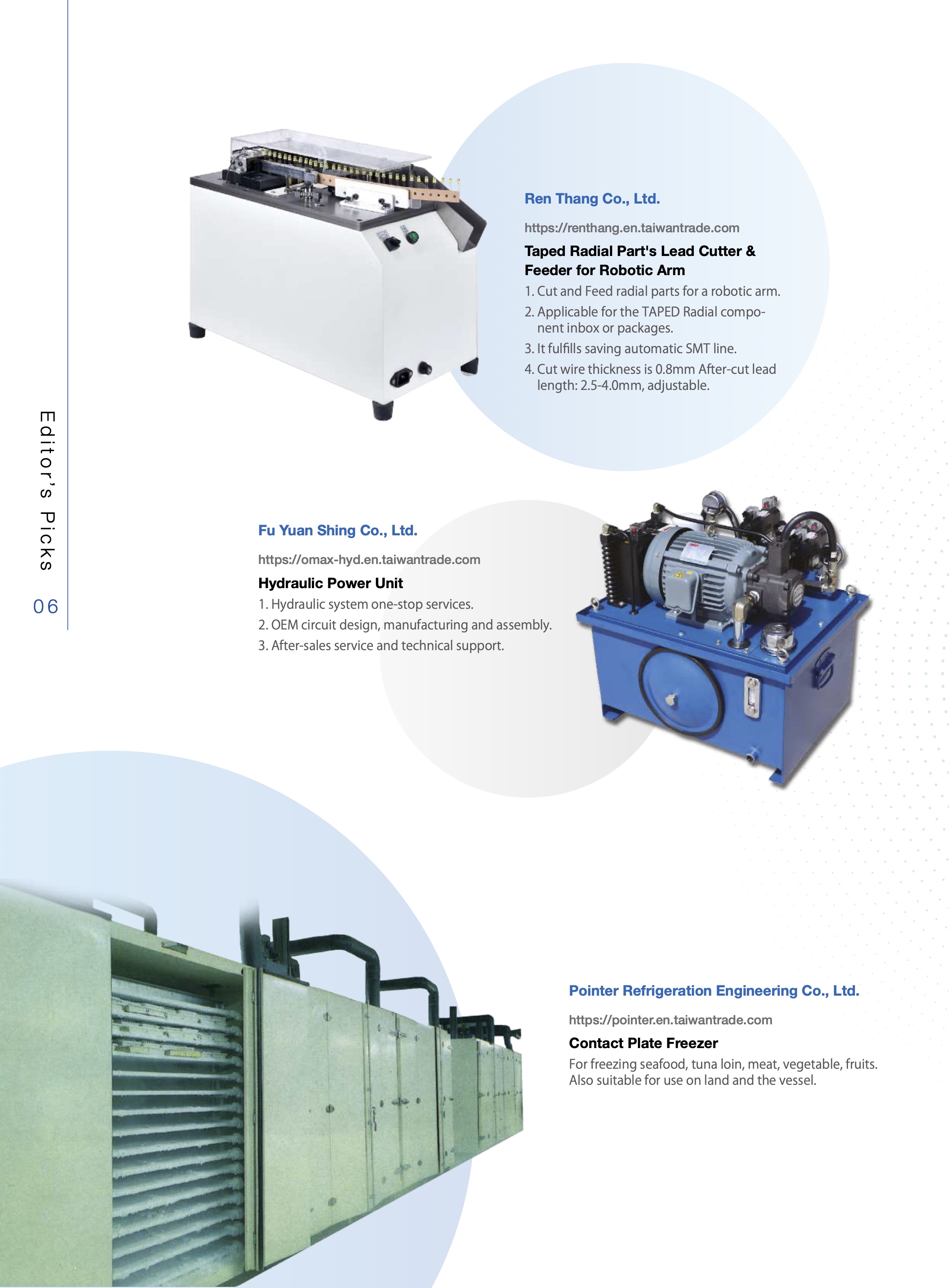 Editor's picks page from 2022 Taiwan Products Machinery